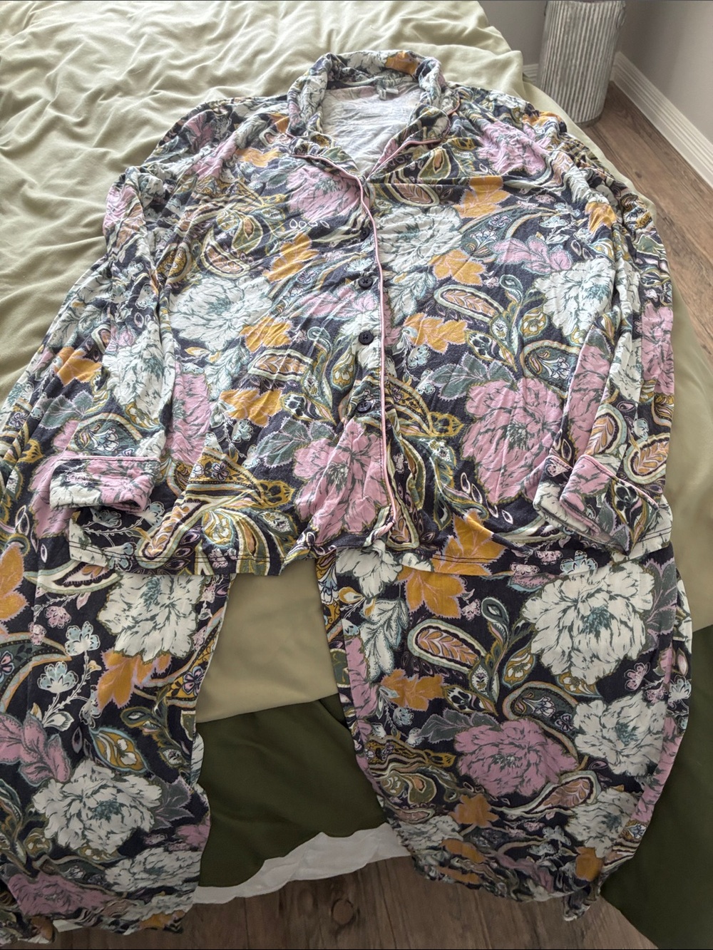 Nordstrom Floral Track Pants & Jacket Set - Pink, Mustard & Gray